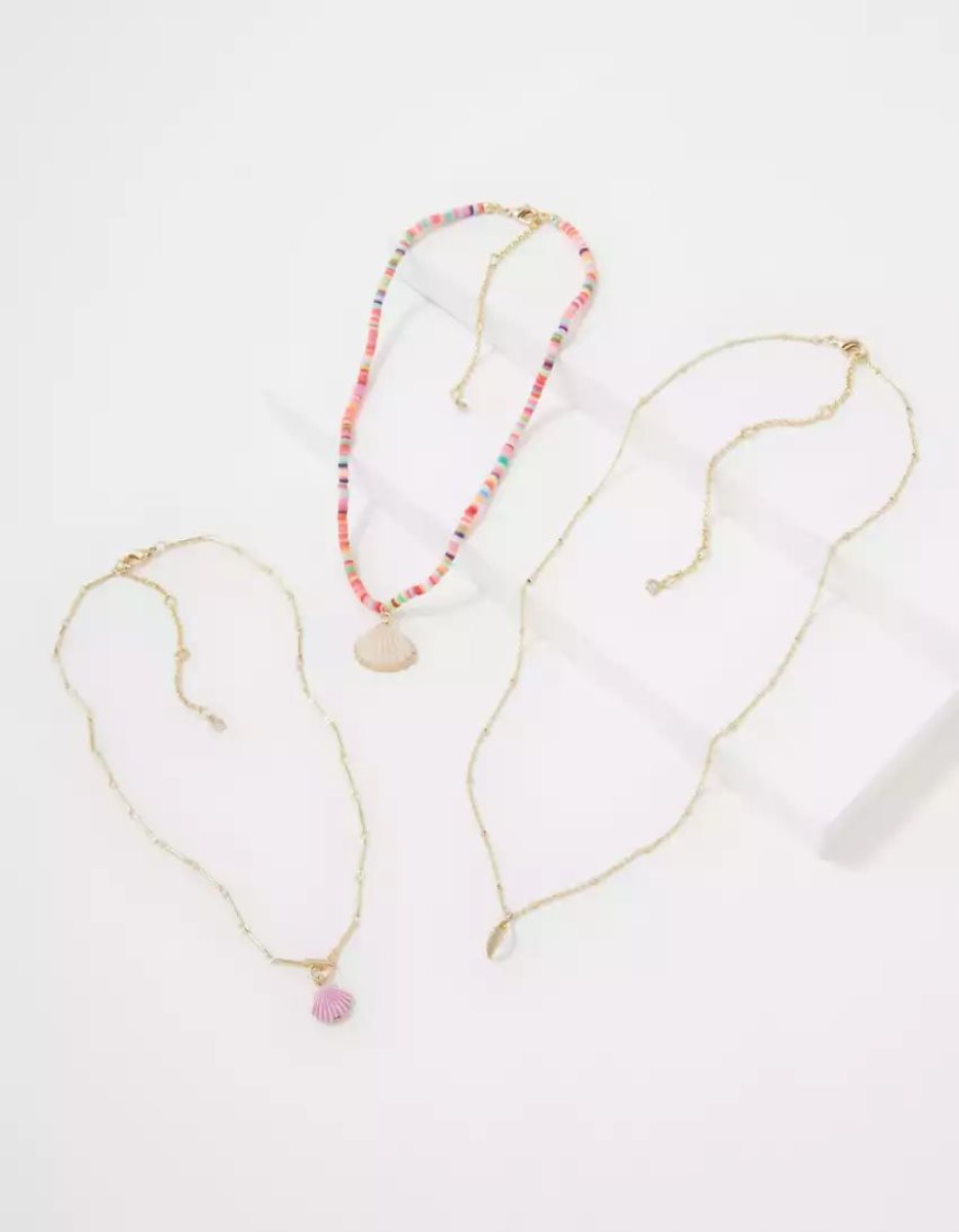 Bijoux American Eagle AEO Shell Necklace 3-Pack Multicolore Femme | DYH-57480808